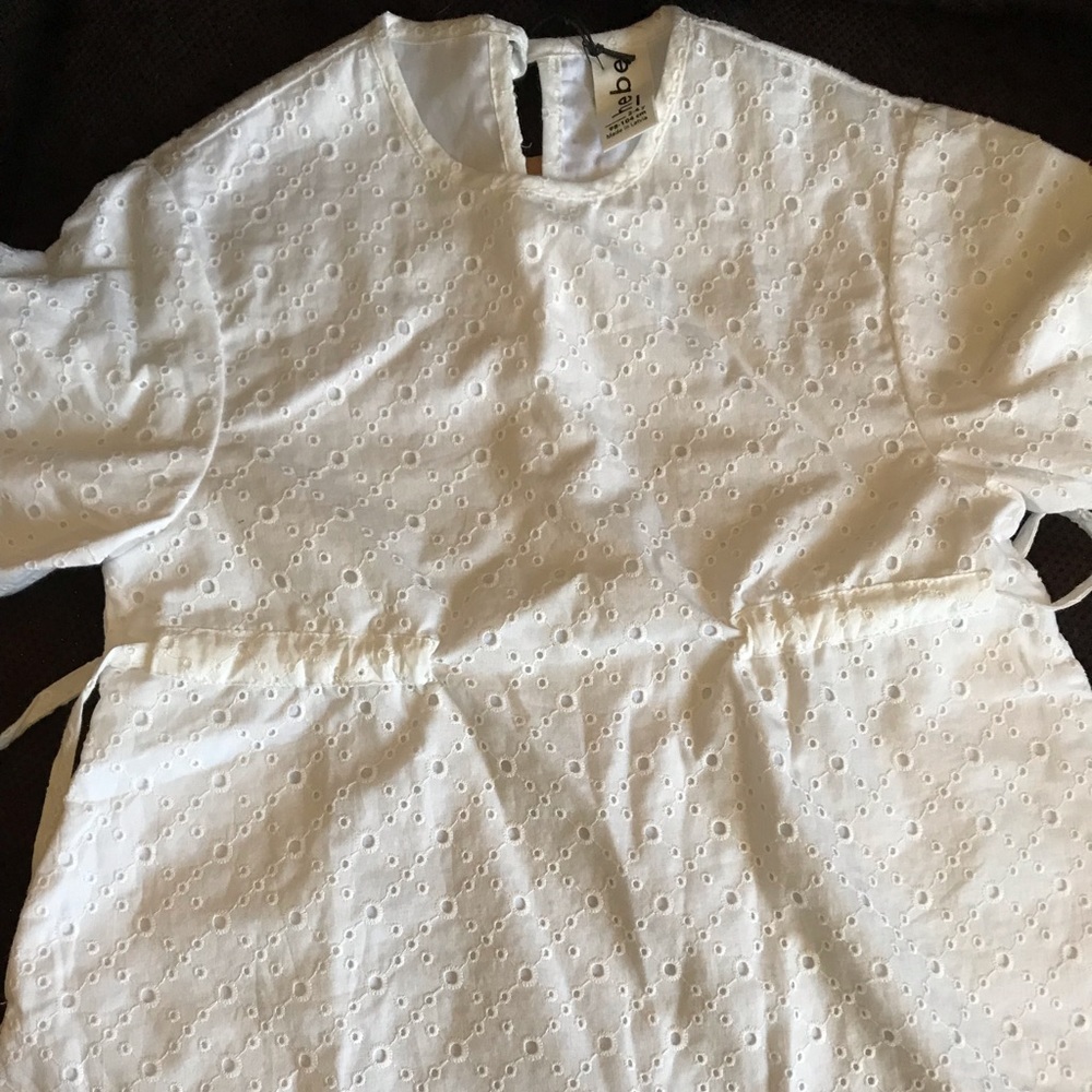 Hebe Dress white cotton lace with sleeves